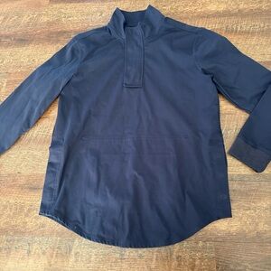 Quince On Par  Pullover 1/4 Zip Snap Performance Mens Medium Navy Blue